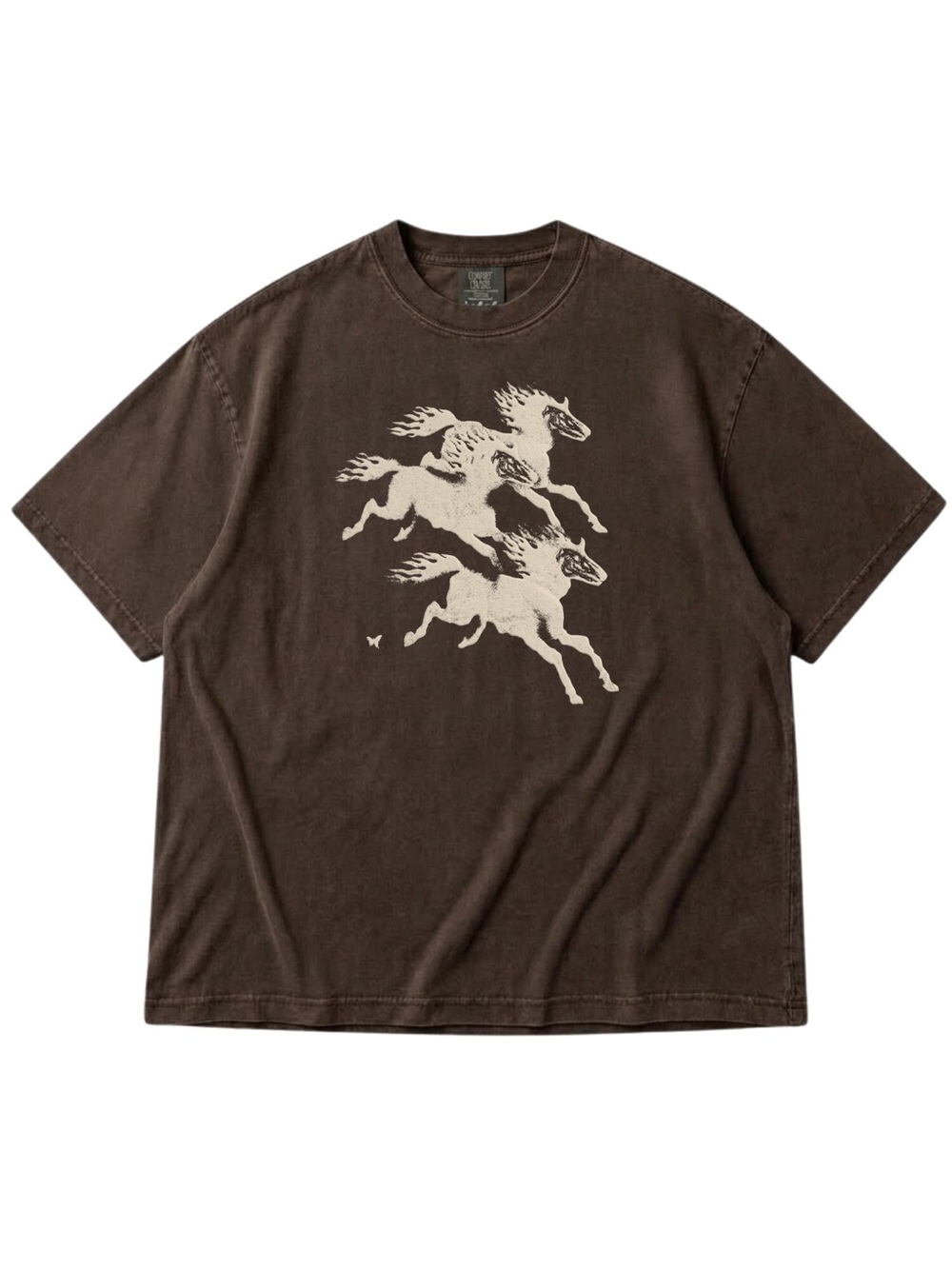 Comfort Colors Espresso Short Sleeve Tee with Cream Galloping Horse Design